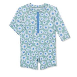 NWT Baby Girl Print Rashguard Swimsuit, 1-Piece, Size: 3-6 M